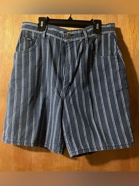 Women’s Vintage 90s Lee Dark Blue & White Striped Shorts. Mom Shorts Size 14 Reg